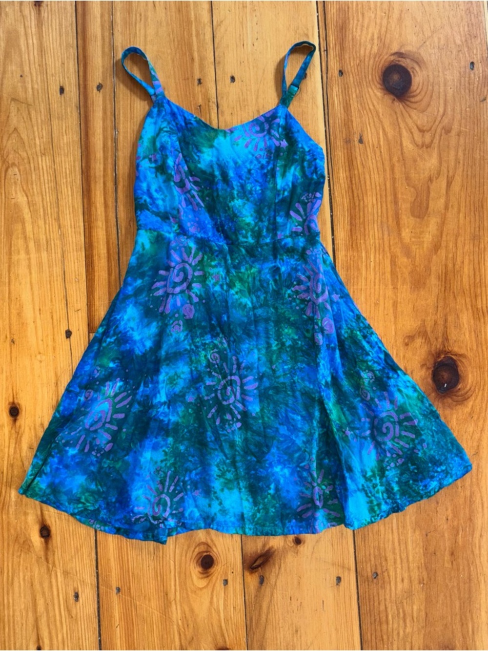 Kimberley’s Travels Rayon Sundress Small Blue Green Handmade